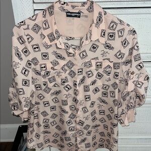 Karl Lagerfeld blush Pink Graphic blouse